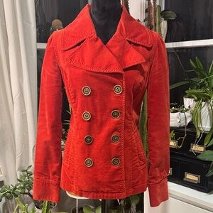 Mossimo Supply Co. Vibrant Burnt Orange Double-Breasted Pea Coat